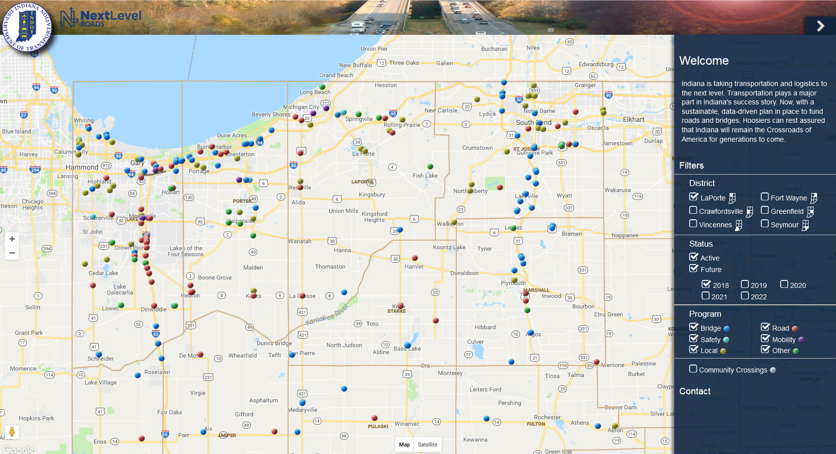 INDOT map screenshot